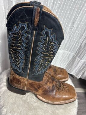 Old West Burnt Brown Foot with Navy Upper Cowboy Boots